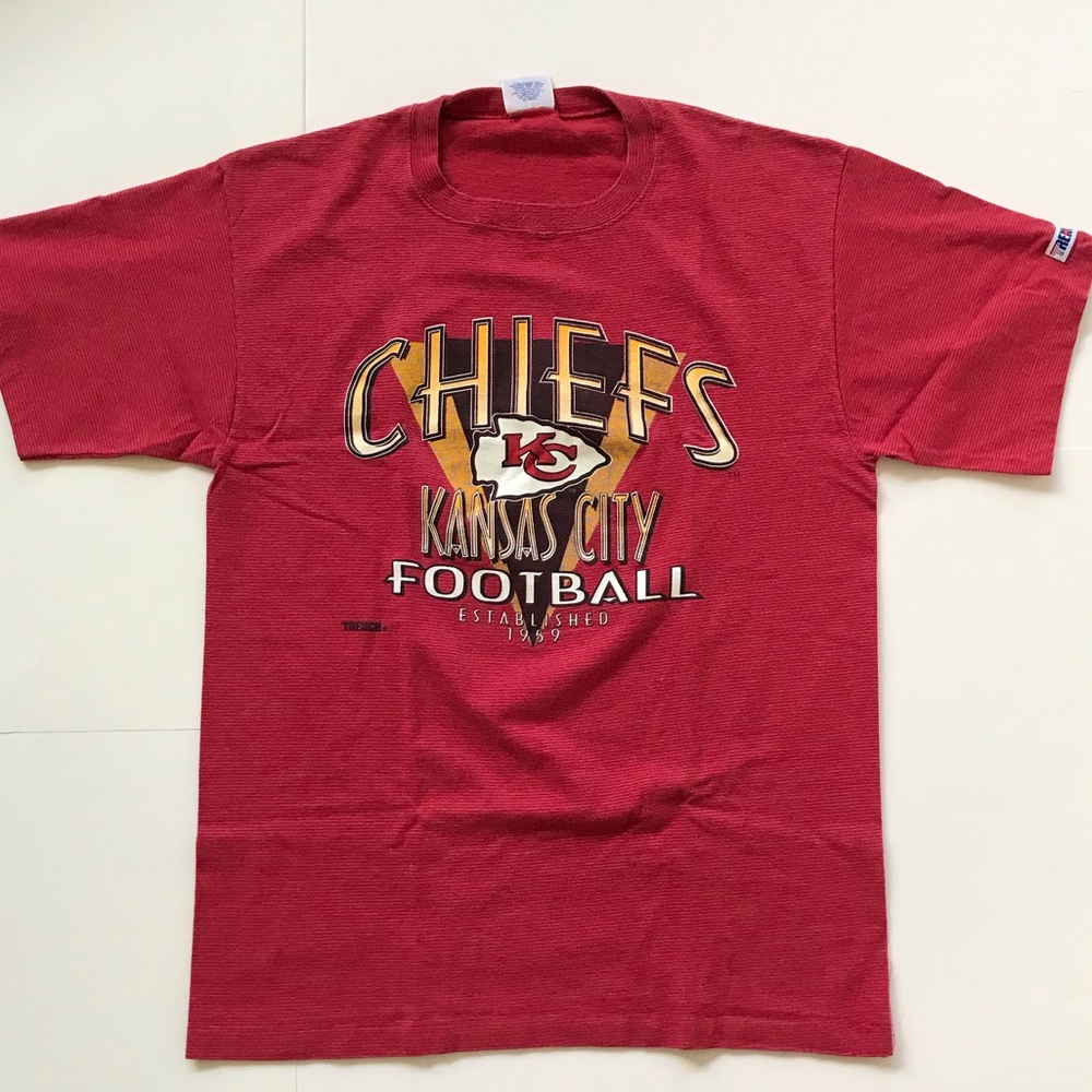 VTG KANSAS CITY CHIEFS RED YELLOW T SHIRT